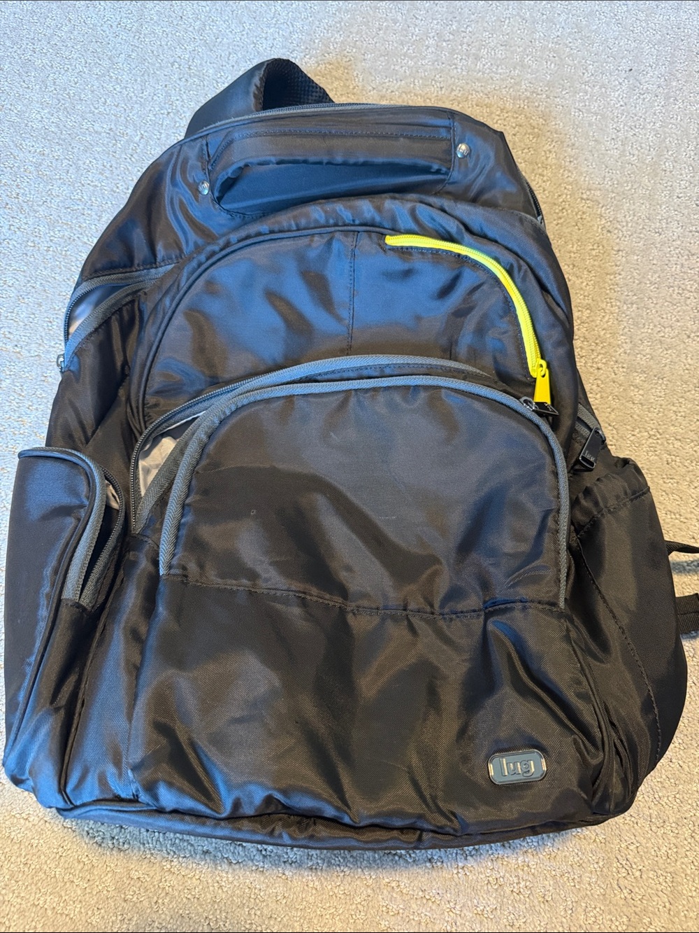lug Black Backpack with Yellow Zipper Accent